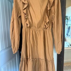 Hayden Casual Tan Ruffle Dress